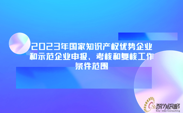 2023年國(guó)家知識(shí)產(chǎn)權(quán)優(yōu)勢(shì)企業(yè)和示范企業(yè)申報(bào)、考核和復(fù)核工作條件范圍